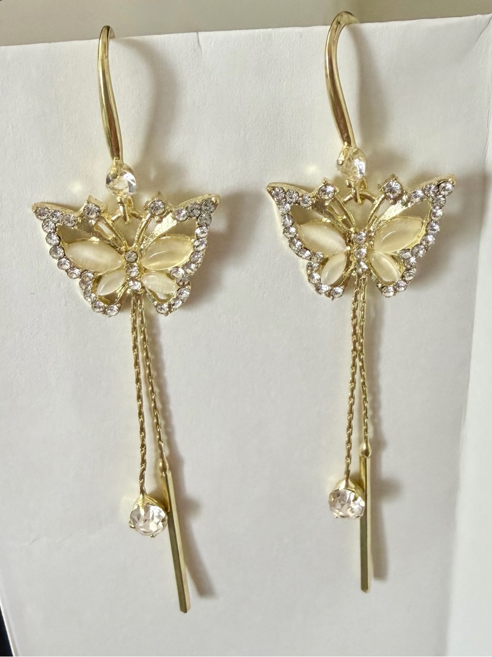 Gold Butterfly Drop Earrings